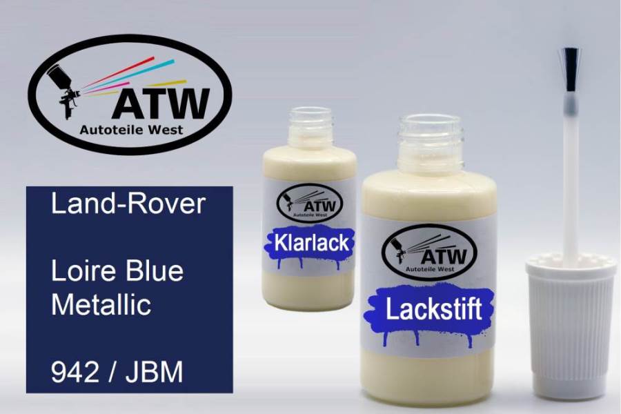 Land-Rover, Loire Blue Metallic, 942 / JBM: 20ml Lackstift + 20ml Klarlack - Set, von ATW Autoteile West.